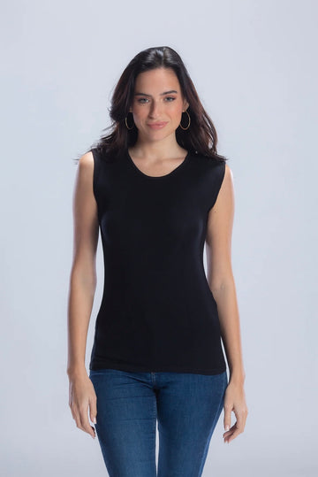 Women Basic Sleeveless Crew Neck Top