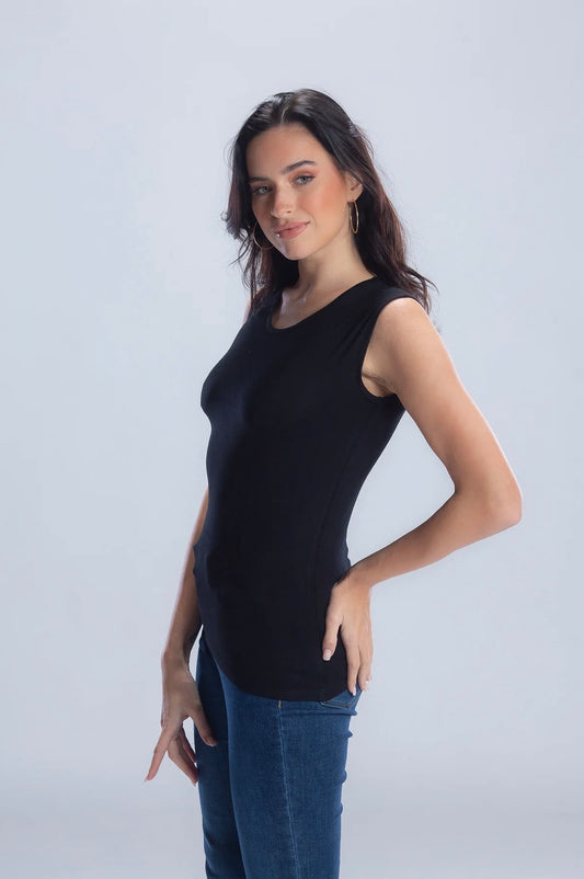 Women Basic Sleeveless Crew Neck Top