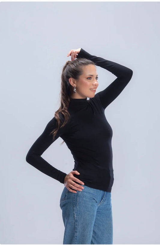 Cotton High-Neck Long Sleeve Body