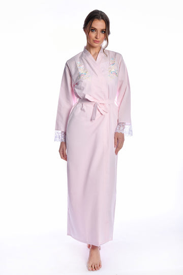 Linen Embroidery Nightdress Robe Set